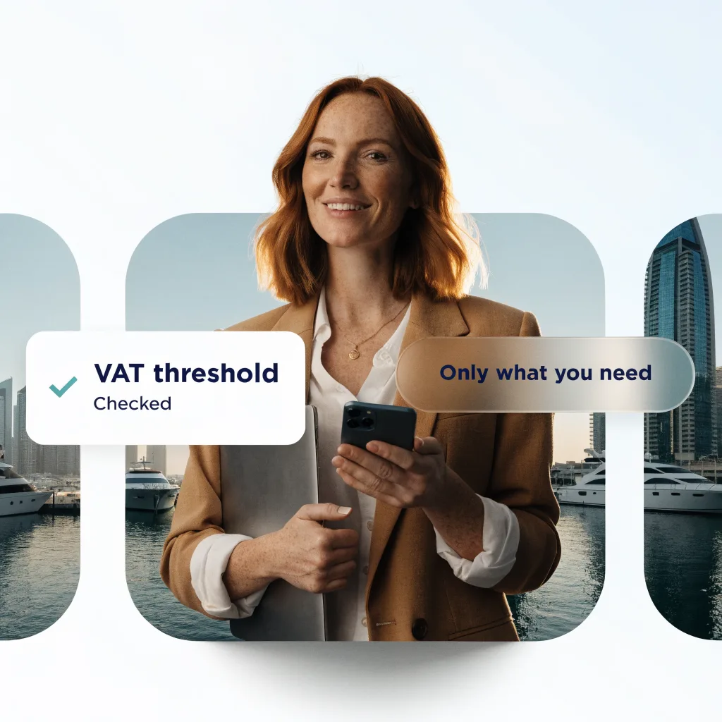 Consultant at Dubai Marina with the VAT threshold checked