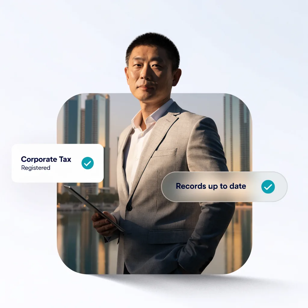 Free zone business owner with corporate tax registered and records up to date